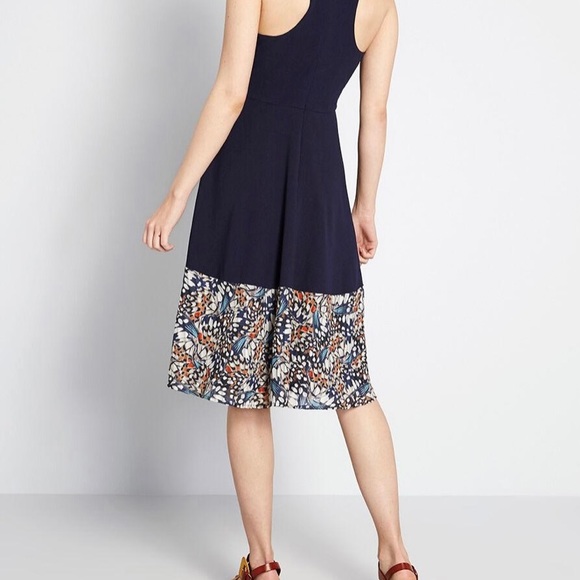 ModCloth A Blue Mood Fit and Flare Dress - Picture 2 of 6